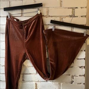 Women's Boot Cut Velvet Pants in Brown